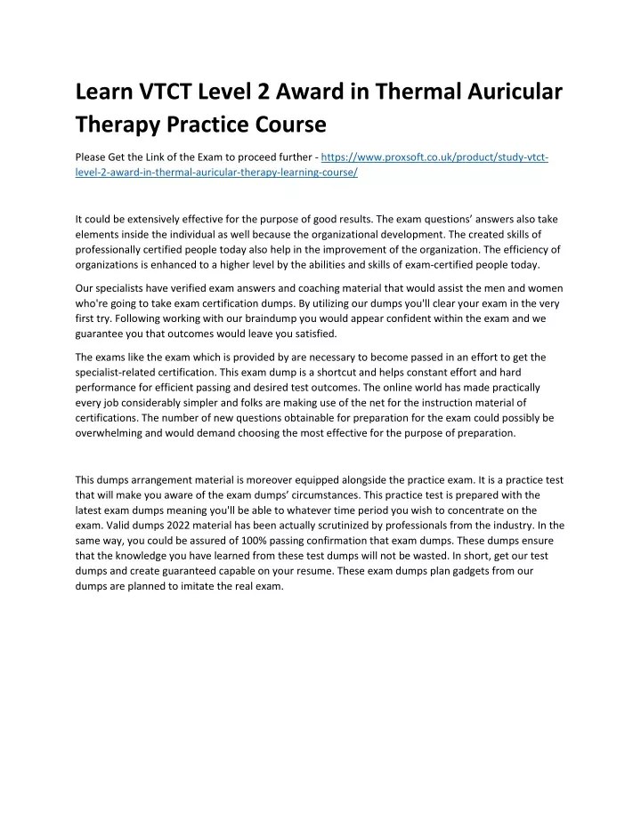 learn vtct level 2 award in thermal auricular