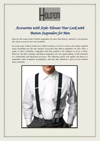 Accessorize with Style Elevate Your Look with Button Suspenders for Men