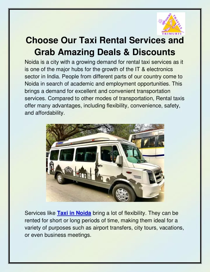 choose our taxi rental services and grab amazing