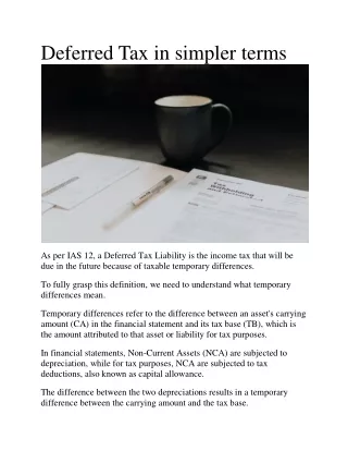 Deferred Tax in simpler terms