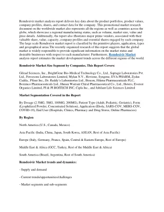 remdesivir market analysis report delivers
