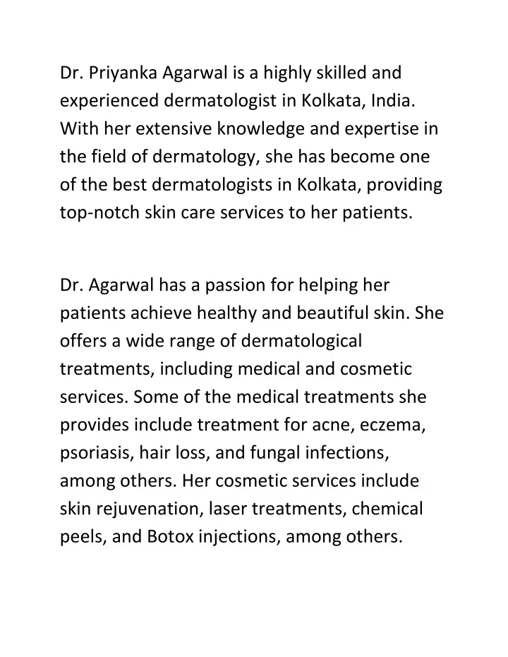 dr priyanka agarwal is a highly skilled