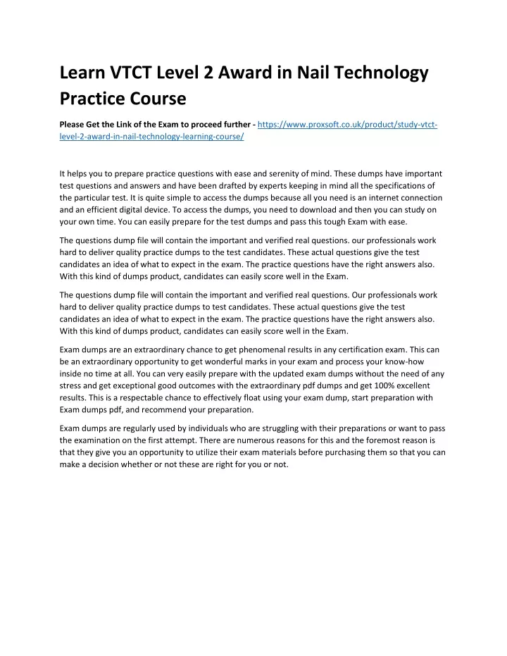 learn vtct level 2 award in nail technology