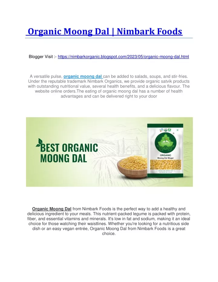organic moong dal nimbark foods