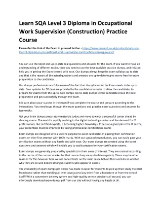 learn sqa level 3 diploma in occupational work