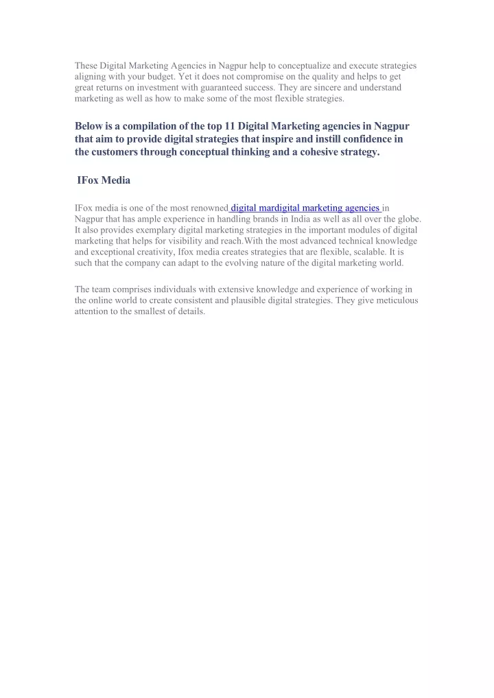 these digital marketing agencies in nagpur help