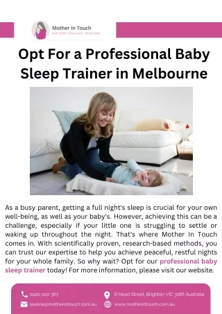 Opt For a Professional Baby Sleep Trainer in Melbourne