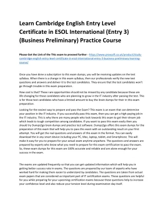 learn cambridge english entry level certificate
