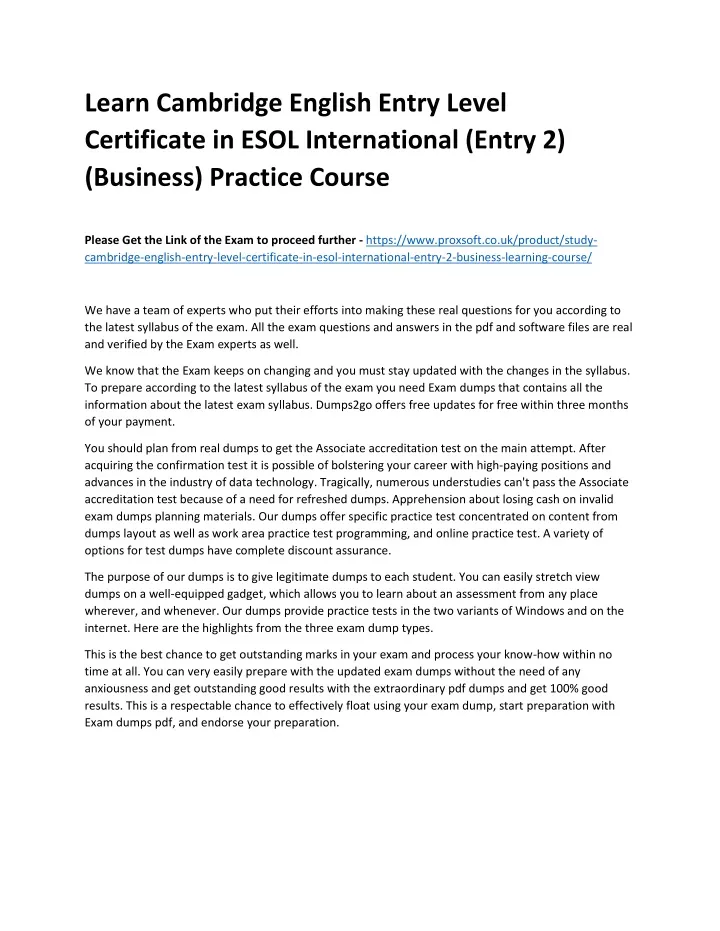 learn cambridge english entry level certificate