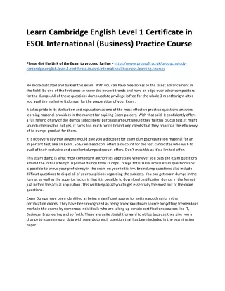 learn cambridge english level 1 certificate
