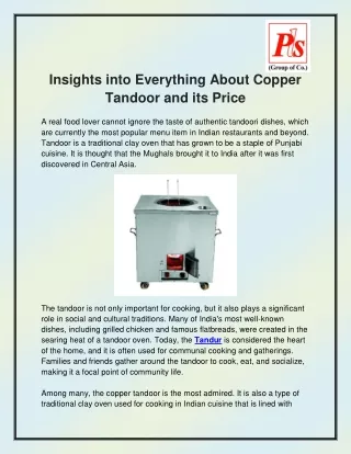 insights into everything about copper tandoor