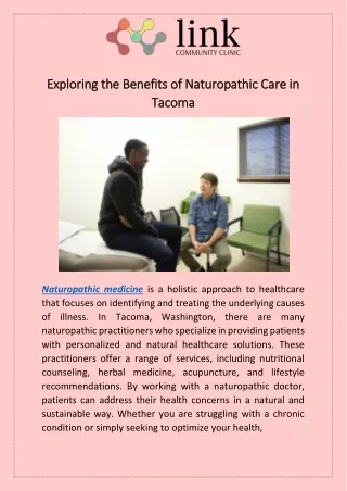 Exploring the Benefits of Naturopathic Care in Tacoma