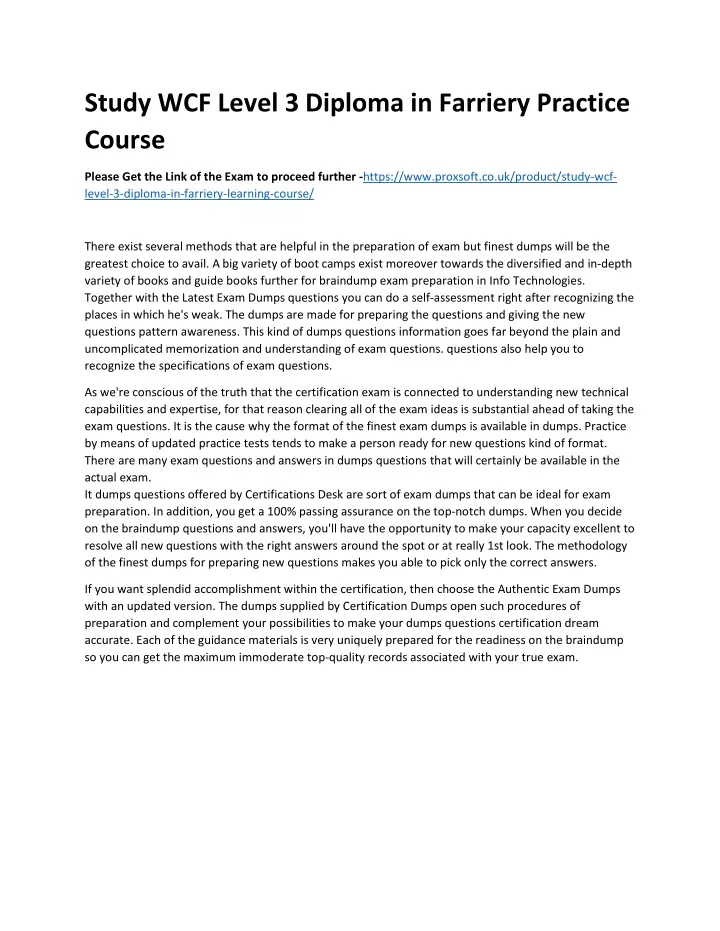 study wcf level 3 diploma in farriery practice