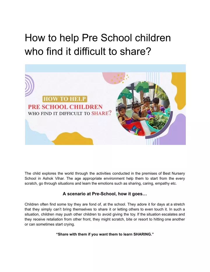 how to help pre school children who find