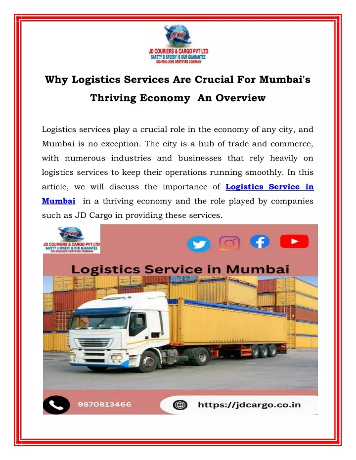 why logistics services are crucial for mumbai s