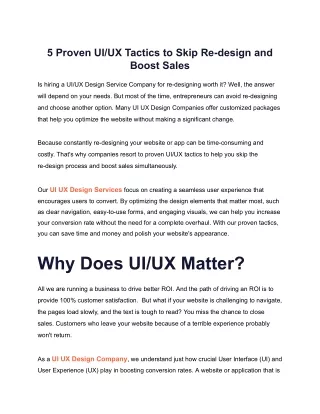 5 Proven UI_UX Tactics to Skip Re-design and Boost Sales