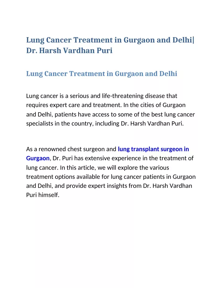 lung cancer treatment in gurgaon and delhi