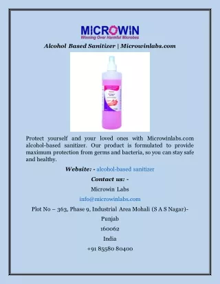 Alcohol Based Sanitizer  Microwinlabs.com