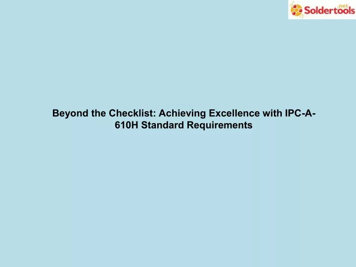 beyond the checklist achieving excellence with