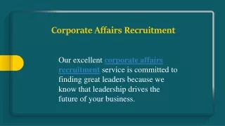Corporate Affairs Recruitment