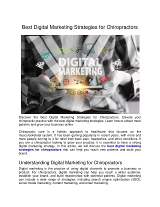 Best Digital Marketing Strategies for Chiropractors