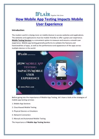 how mobile app testing impacts mobile user