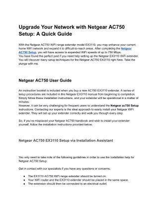 Upgrade Your Network with Netgear AC750 Setup_ A Quick Guide