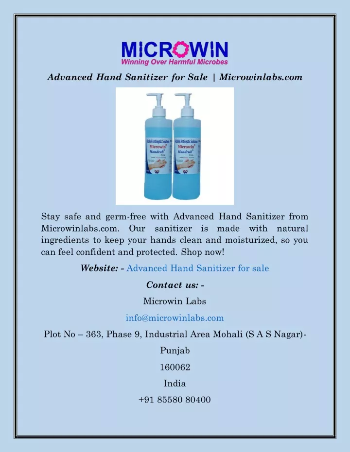 advanced hand sanitizer for sale microwinlabs com