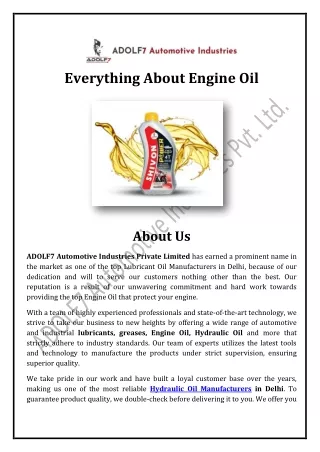 Everything About Engine Oil