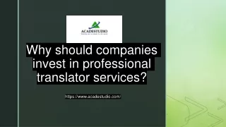 Why should companies invest in professional translator services