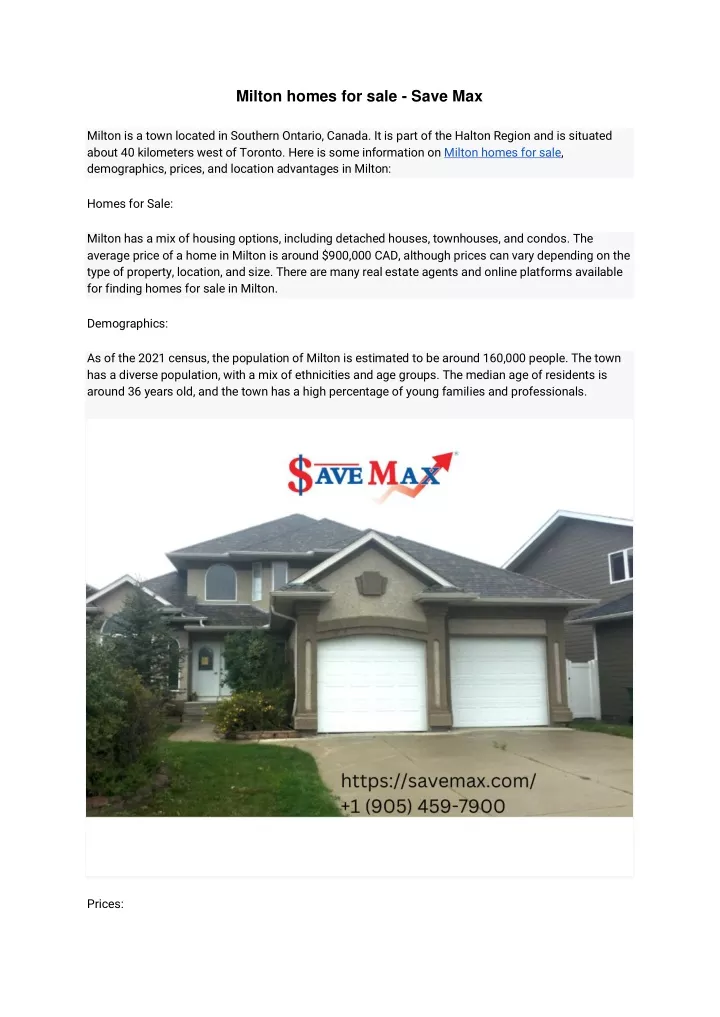 milton homes for sale save max