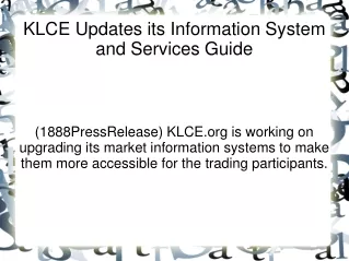 klce updates its information system and services guide