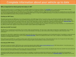 complete information about your vehicle up to date