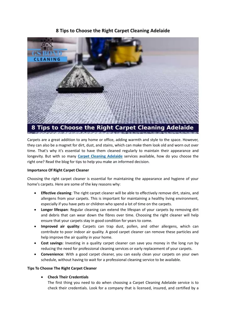 8 tips to choose the right carpet cleaning