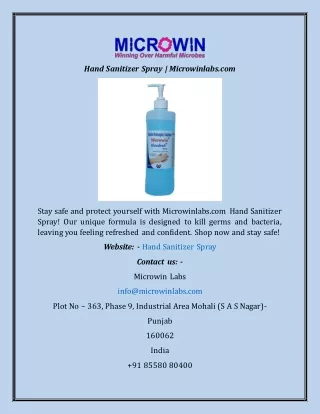 Hand Sanitizer Spray  Microwinlabs.com