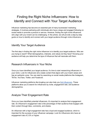 Finding the Right Niche Influencers_ How to Identify and Connect with Your Target Audience