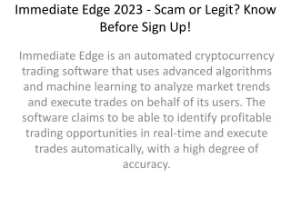 Immediate Edge: APP Review 2023: Is It A Scam or Legit?