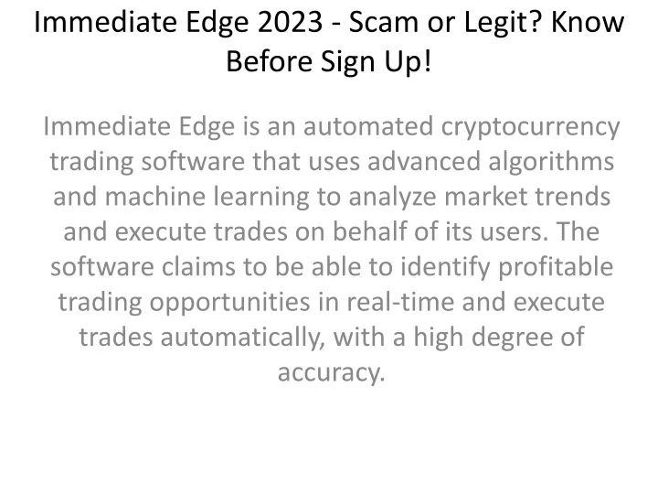 immediate edge 2023 scam or legit know before