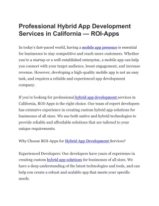 professional hybrid app development services