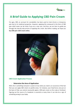 A Brief Guide to Applying CBD Pain Cream