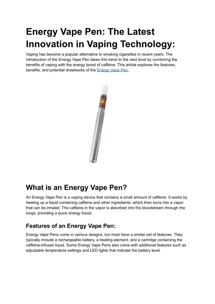 PPT - Energy Vape Pen_ The Latest Innovation In Vaping Technology ...