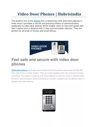 Video Door Phones | Hubrisindia