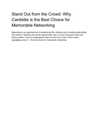 stand out from the crowd why cardddle is the best