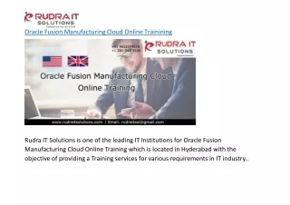 Oracle Fusion Manufacturing Cloud Online Trainining