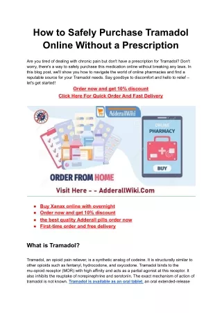 How to Safely Purchase Tramadol Online Without a Prescription