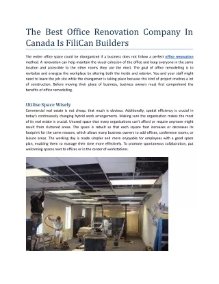 The Best Office Renovation Company In Canada Is FiliCan Builders_.docx