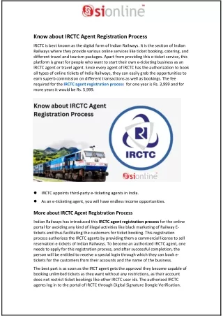 Know about IRCTC Agent Registration Process