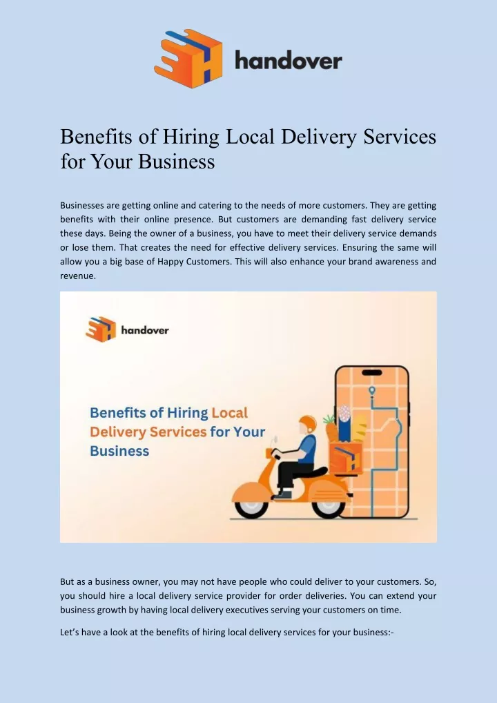 benefits of hiring local delivery services