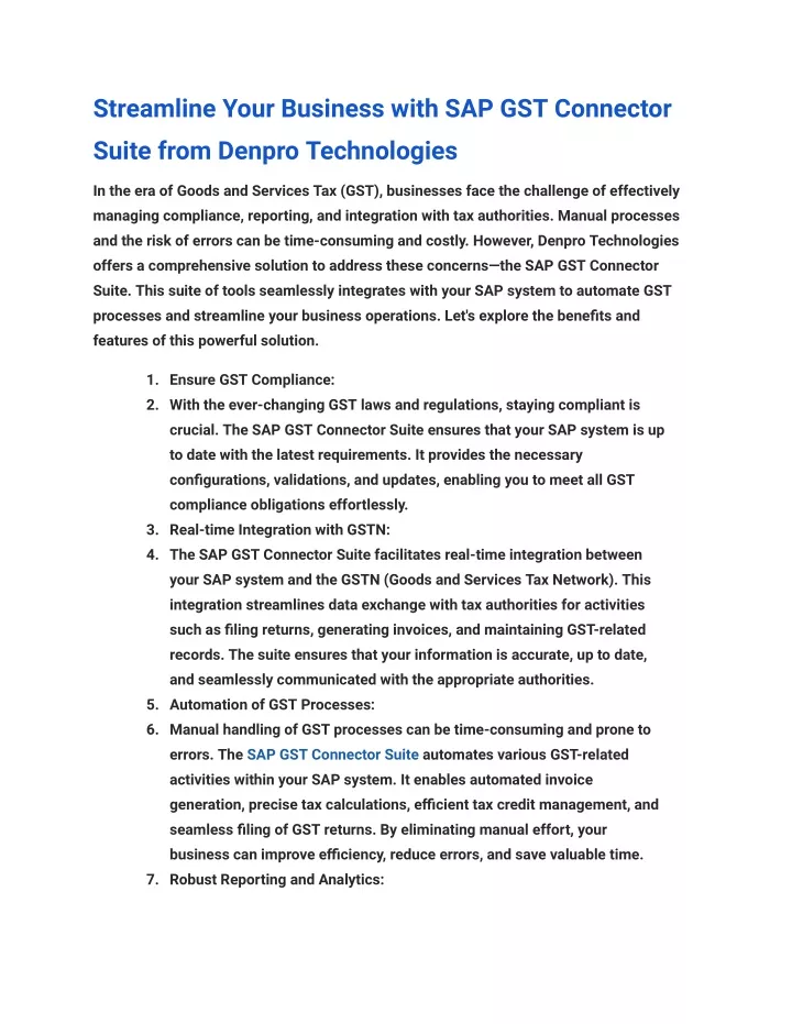 streamline your business with sap gst connector