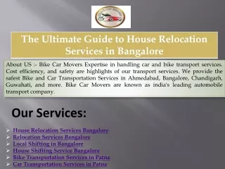 The Ultimate Guide to House Relocation Services in Bangalore